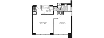 1 Bedroom 1 Bath 613-632 Sq.Ft. One Bedroom Floor Plan at Twin Towers, IL, 60615