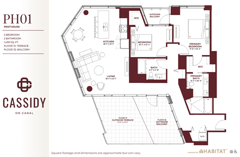 PH01 Floor Plan at Cassidy on Canal, Chicago, IL