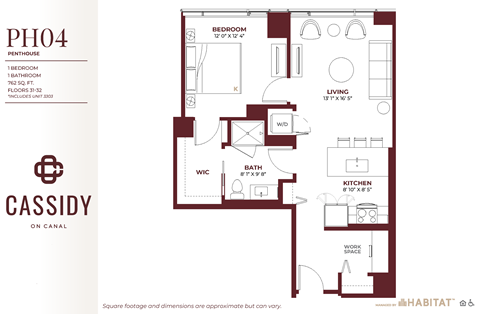 PH04 Floor Plan at Cassidy on Canal, Chicago, IL