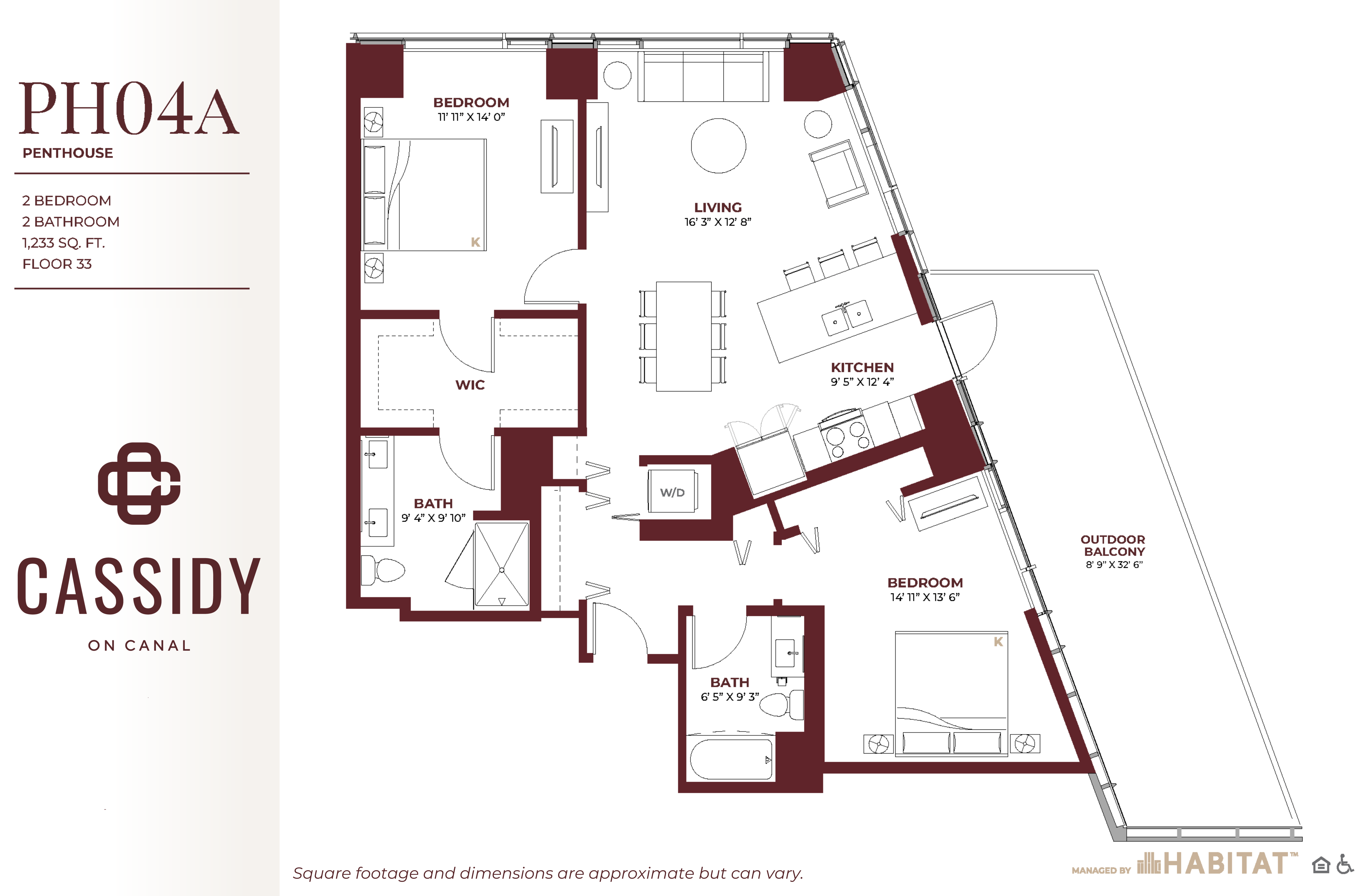 Penthouse 04A Floor Plan at Cassidy on Canal, Chicago, IL, 60654