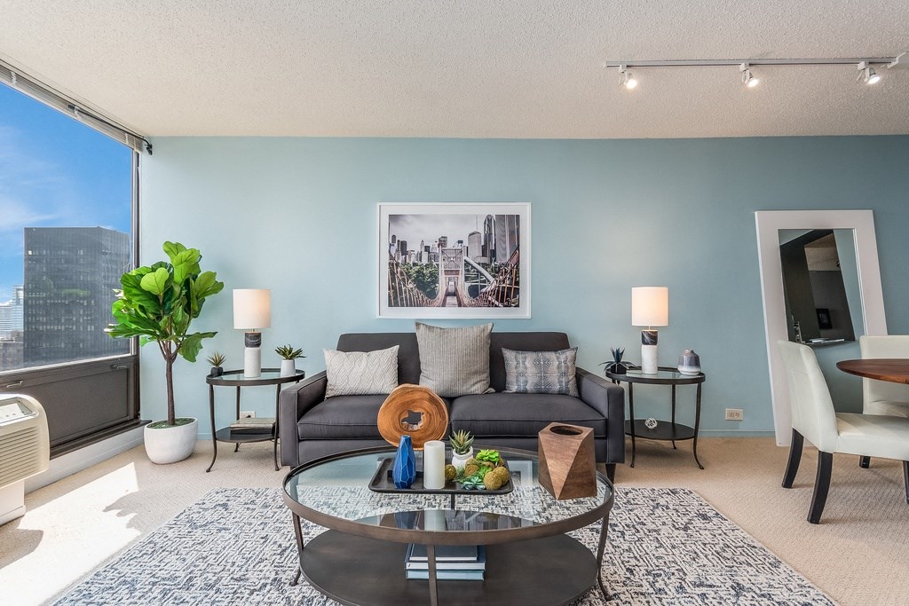 Livingroom at Columbus Plaza, Chicago, IL