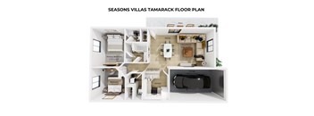 2 bed 1 bath Tamarack Floor Plan at Seasons Villas, Woodbury, MN 55125