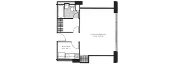 Studio 1 Bath 428-508 Sq.Ft. Studio Floor Plan at Twin Towers, Illinois, 60615