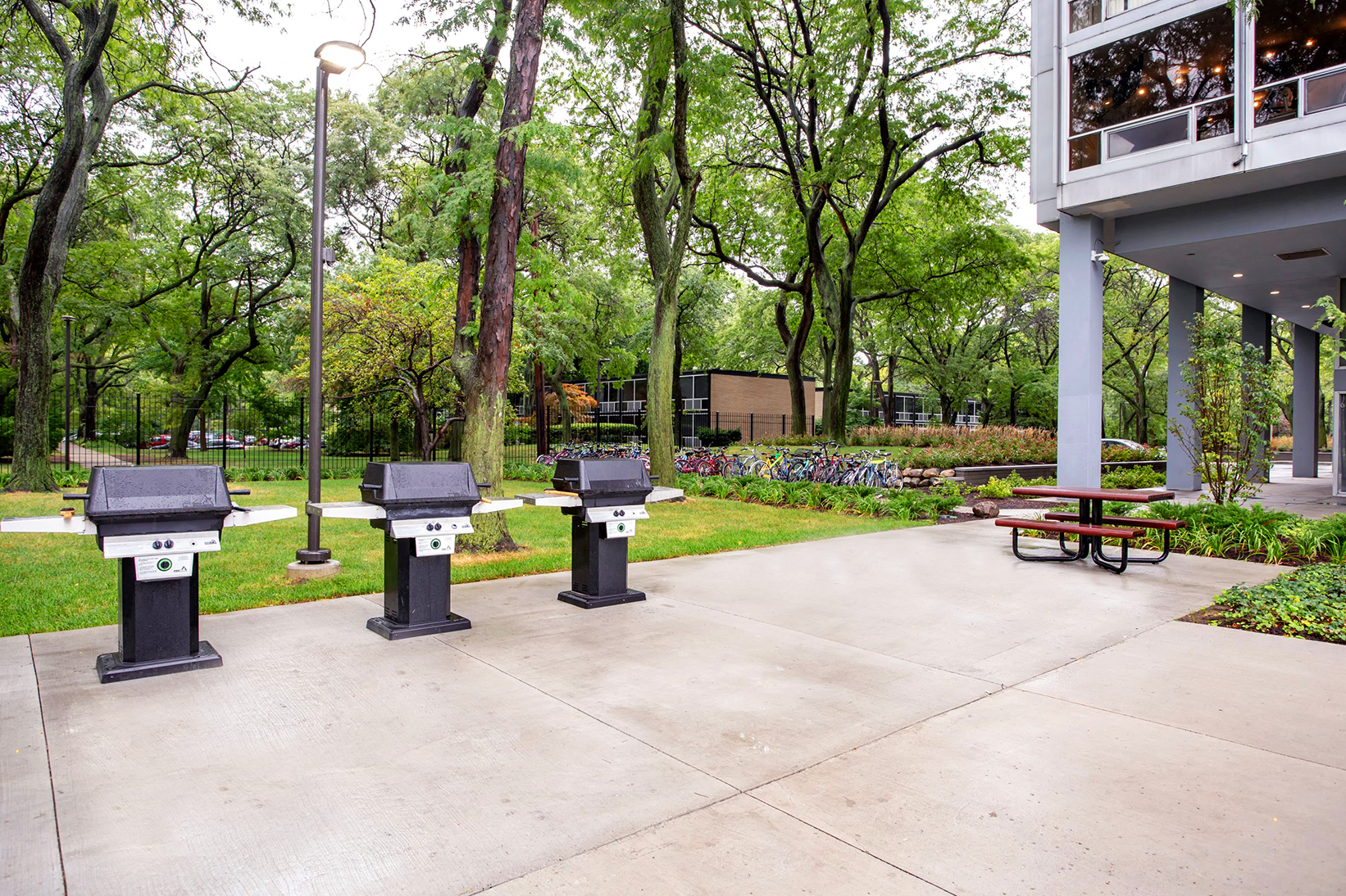 Community outdoor grill and picnic area. at The Pavilion, Detroit, 48207
