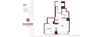 Junior 1 Bedroom Floor Plan at Cassidy on Canal, Chicago, Illinois