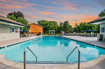 Pool View In Sunset at The Waverly, Michigan, 48111