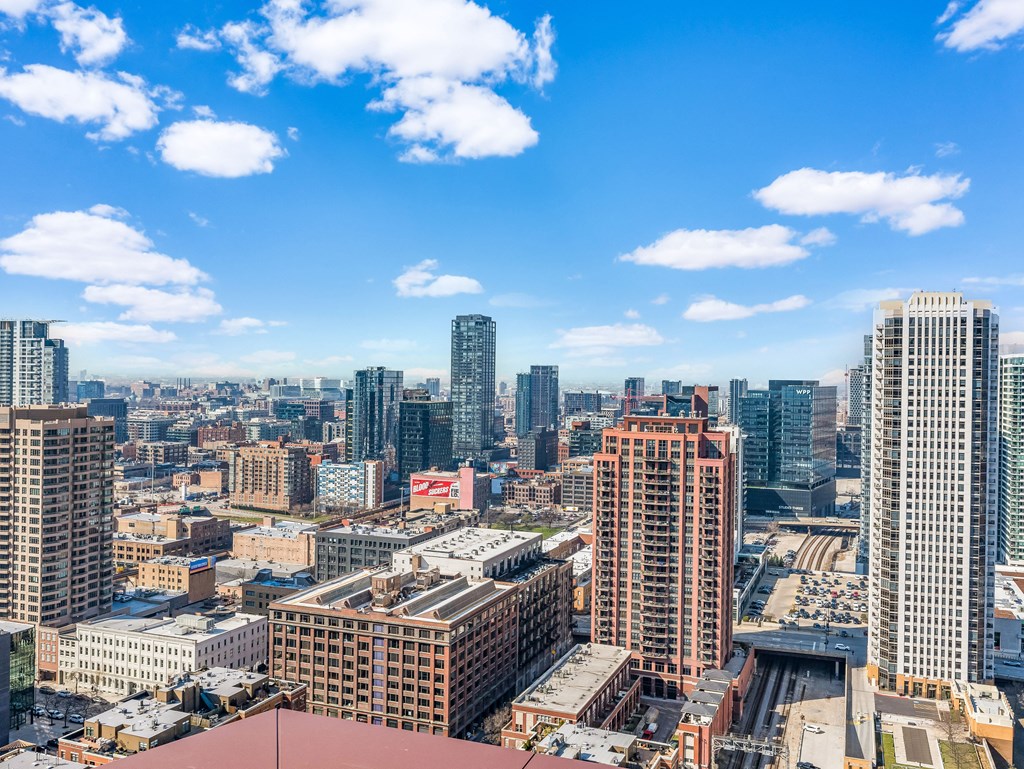 a view of the city from the top of a building at Cassidy on Canal, Chicago, Illinois
