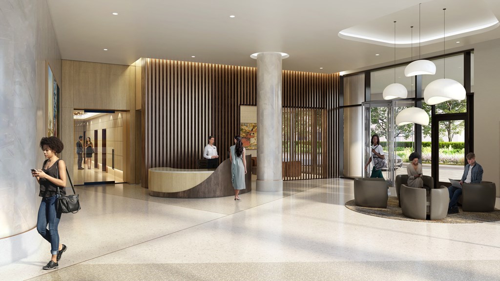 a rendering of the lobby of aria on the avenue of the americas  at Cassidy on Canal, Chicago, IL, 60654
