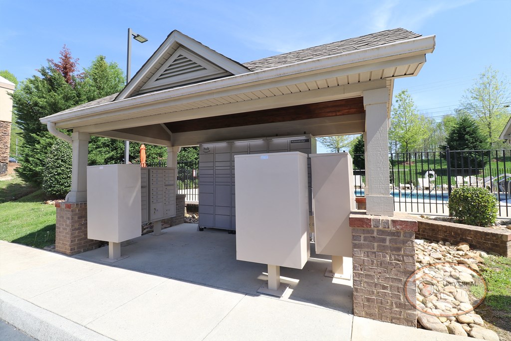 The mail center with Amazon Hub.