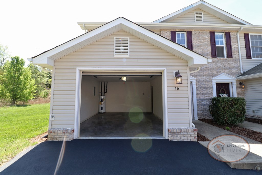 An empty attached garage.