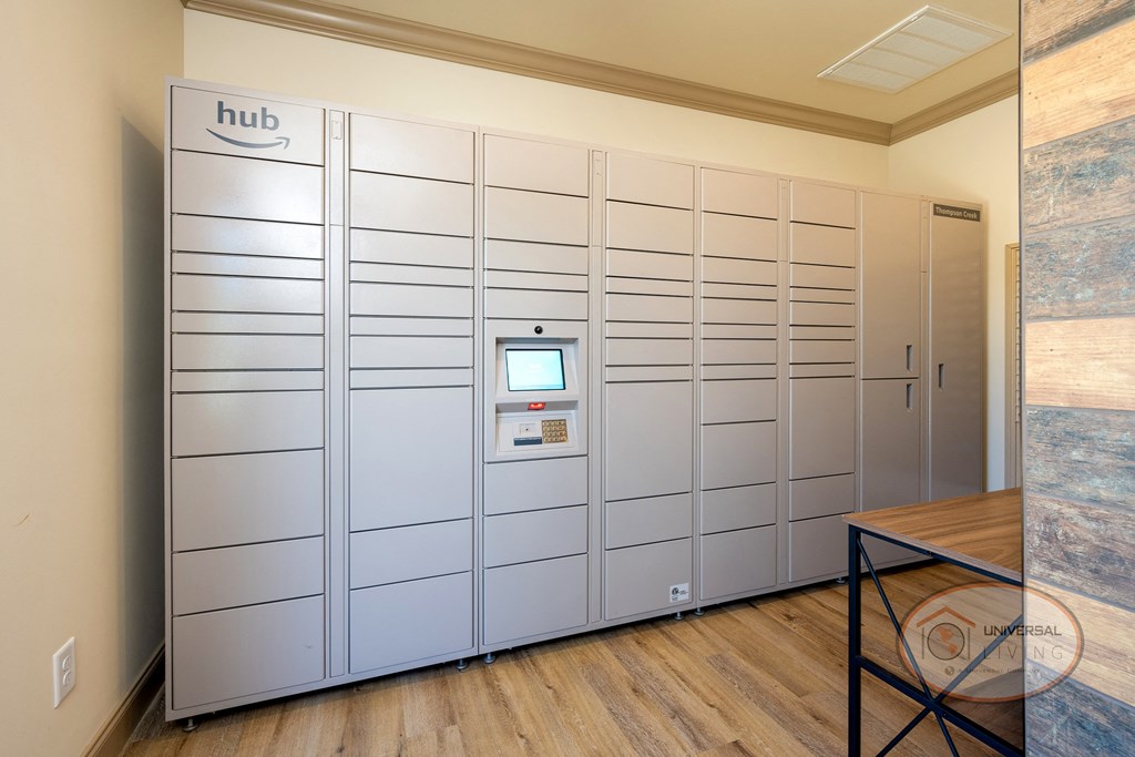 Mail center and amazon hub with table.