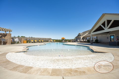 A zero-entry, resort style, saltwater swimming pool.