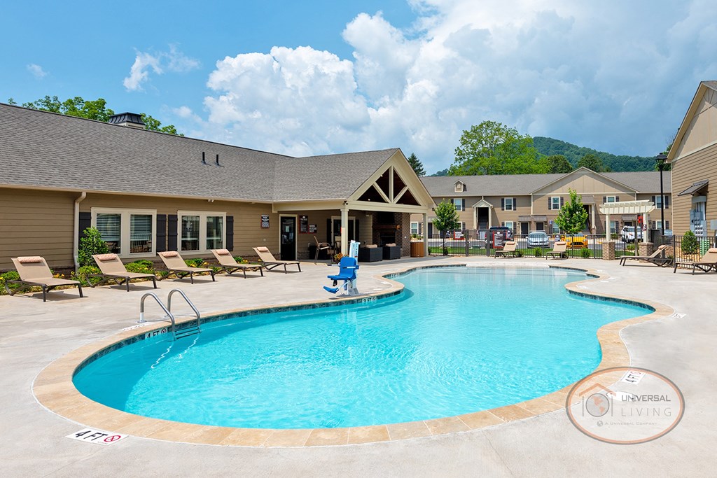 our resort style swimming pool is in front of our apartments at the crossings at kings