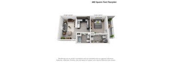 1 Bedroom Second Level - 680sf