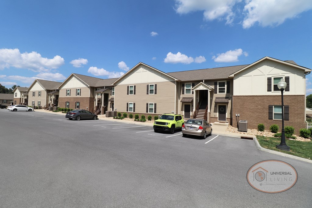 Front of a stacked, one bedroom apartment home.