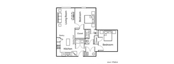 a floor plan of a home with bedrooms and bathrooms and a living room