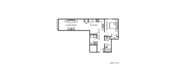 a floor plan of a small house with a bedroom and a living room