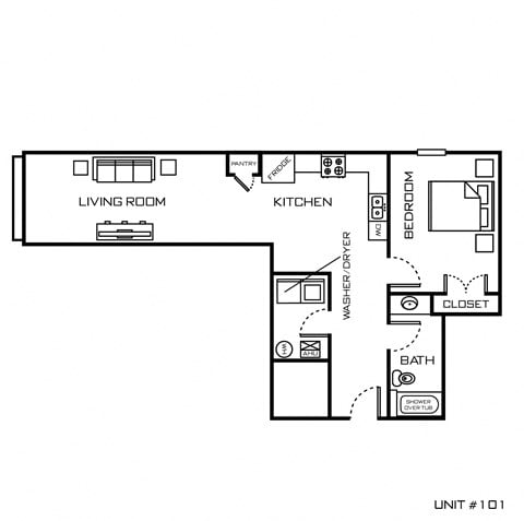 a floor plan of a small house with a bedroom and a living room