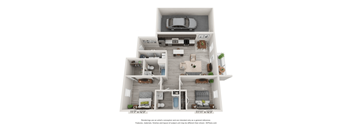 2 Bedroom, 2BA with attached Garage