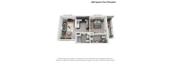 1 Bedroom Second Level - 680sf