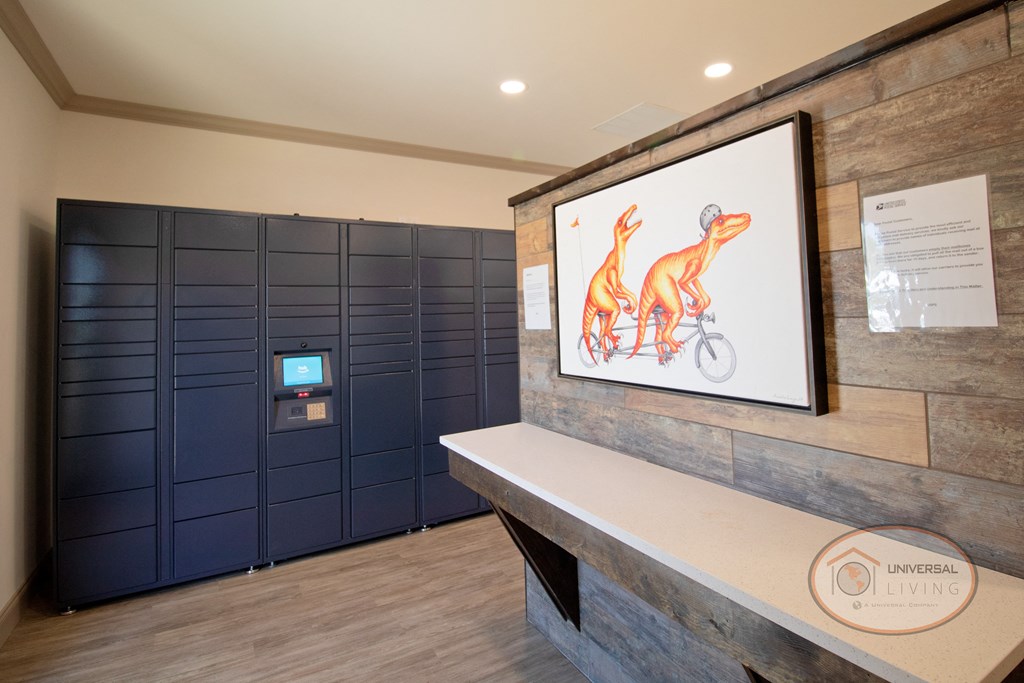 The mail center with Amazon Hub.