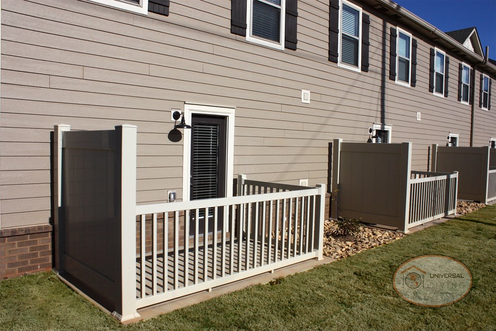 A patio with a view of the apartment community.