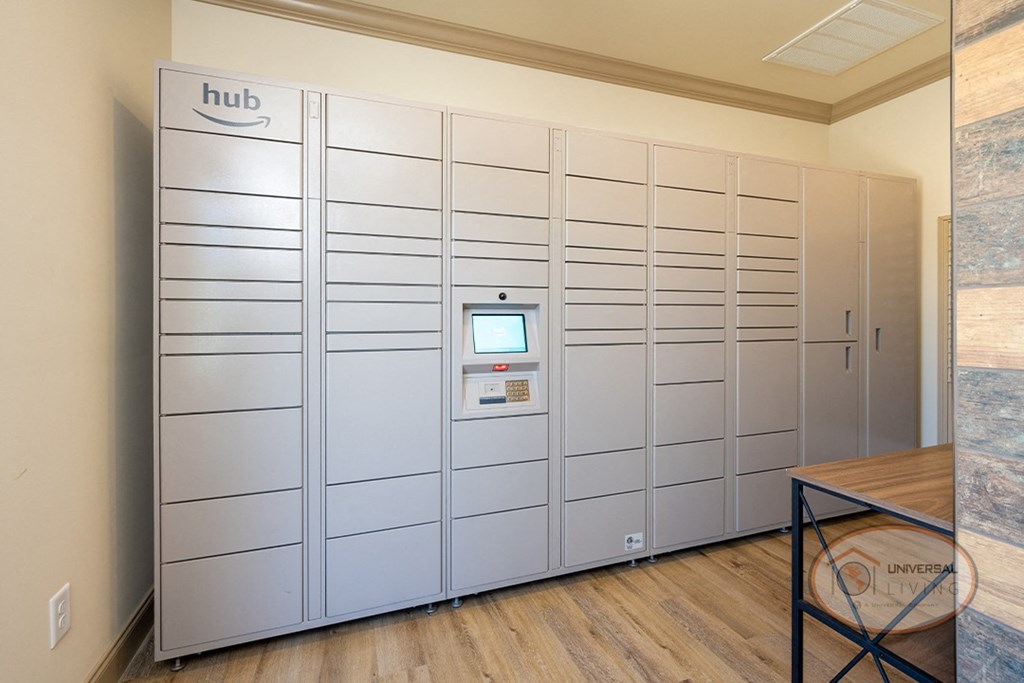 The mail center with Amazon Hub.