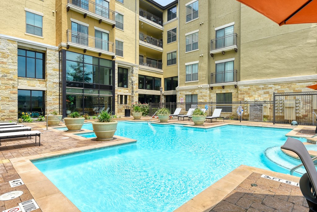 our apartments have a large swimming pool in front of our building