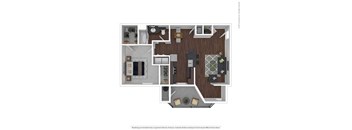 A floor plan of a house with a kitchen, living room, and bathroom.