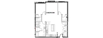 A floor plan of a two bedroom apartment.