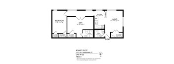 A drawing of a floor plan for a basement apartment.