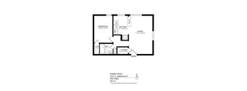 A floor plan of a one bedroom apartment on Robert Frost 1001 N. Sherman St.
