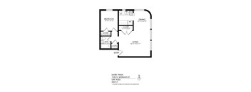 A black and white image of a floor plan for a unit at 1035 N. Sherman St.