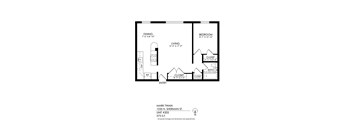 A black and white image of a floor plan for a unit at 1035 N. Sherman St.