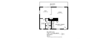 a floor plan of a 1 bedroom floor plan