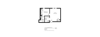 A black and white image of a floor plan for an apartment at 1141 Washington St, Unit #6, 390 S.F.