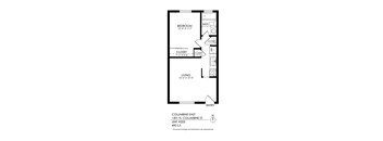 A drawing of a floor plan for a unit at 1201 N. Columbine St.
