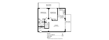 a floor plan of a house with a bedroom and a living room