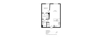 a floor plan of a 1 bedroom floor plan