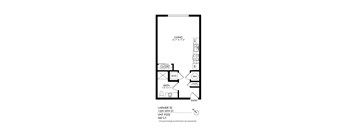 A drawing of a floor plan for a living space.