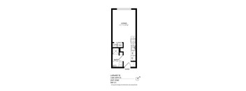 A drawing of a floor plan for a living space.