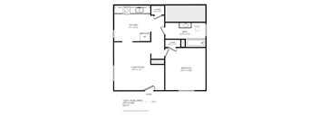 A black and white image of a floor plan for an apartment.
