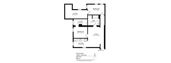 A black and white image of a floor plan for an apartment.