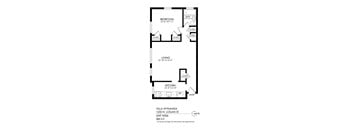 A floor plan for a villa in Wynanda, showing a bedroom, living room, and kitchen.