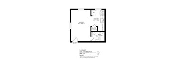 A black and white image of a floor plan for a unit at The Crest apartment complex.