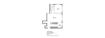 A floor plan of a three bedroom apartment.