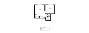 A black and white image of a floor plan for a unit at 1325 N. Corona St.
