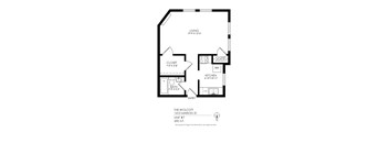 A black and white image of a floor plan for an apartment.