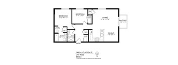 A floor plan of an apartment at 1485 N. Clayton St.