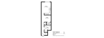 A black and white drawing of a floor plan for an apartment.
